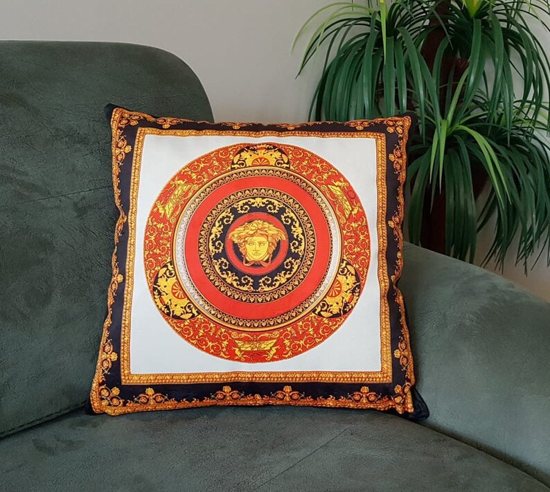 Luxury pillow Decorative pillowcase Printed pillowcase Seat cushion Gold and Red Patterned Pillow Bed pillow Home textile