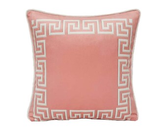 Grey&Pink Patterned Pillowcase, Velvet Pillowcase , Luxury Pillowcase, Decorative Pillowcase