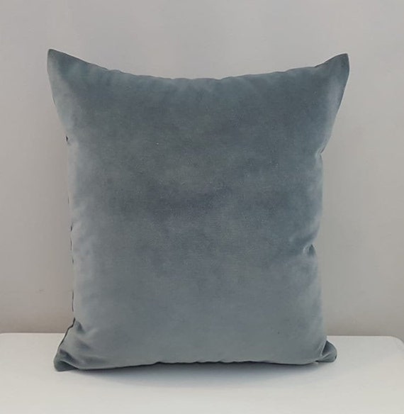 Blue Gray Pillow Velvet Cover Soft Velvet Fabric Blue Grey Etsy