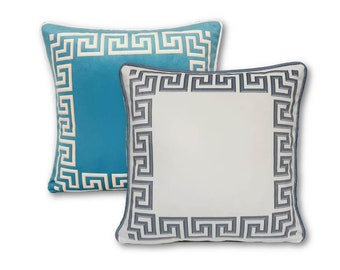 Turquoise and White color,Double set pillow cover,Zinc&Black Patterned Pillowcase, Velvet Pillowcase ,Luxury Pillowcase, Decorative Pillow