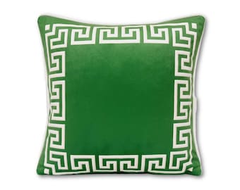 18x18&quot; white &Green Patterned Pillowcase, Velvet Pillowcase , Luxury Pillowcase, Decorative Pillowcase,vibrant green