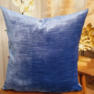 Luxury light blue shiny silk velvet pillow, light blue shinyt cushion,custom size, blue color home decor, hotel textile, garden textile
