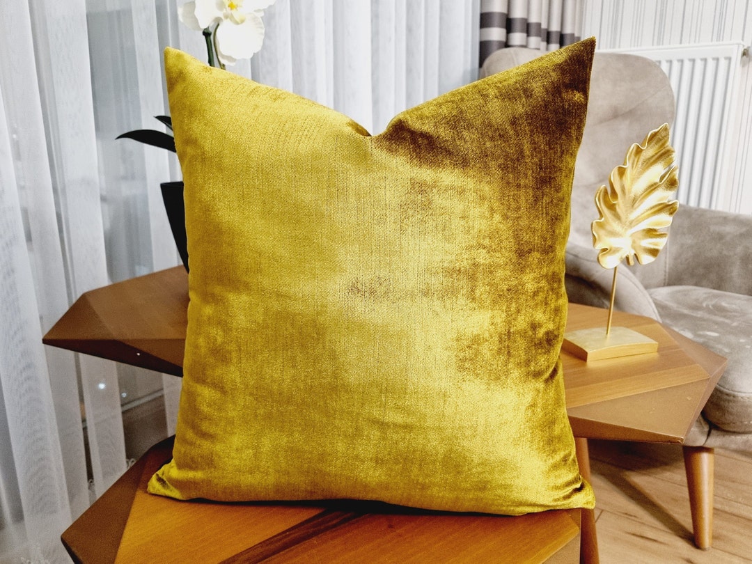 Dark Gold Velvet Pillowcustom Pillows Gold Pillows Pillow Etsy