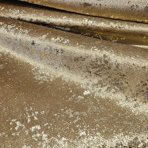 Luxury Gold Velvet Upholstery Fabric with Foil Pattern – Elegant Sofa & Décor Textile
