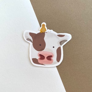 Kuh und Chicky Aufkleber - Süßer Kawaii Frühling Kuh und kleines Küken Matte Vinyl Sticker
