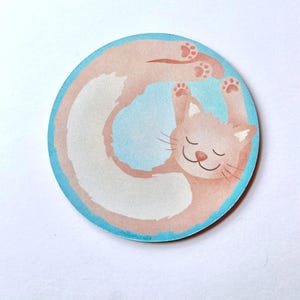 Stretching Pink Cat Circular Mousepad