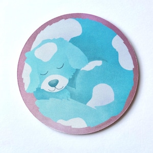 Curled Sleeping Blue Dog Circular Mousepad