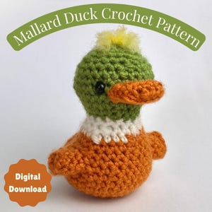 Mallard Duck Digital Crochet Pattern - Handmade Cute Duckling Decor - Digital Animal Friend Amigurumi Crochet PDF Pattern