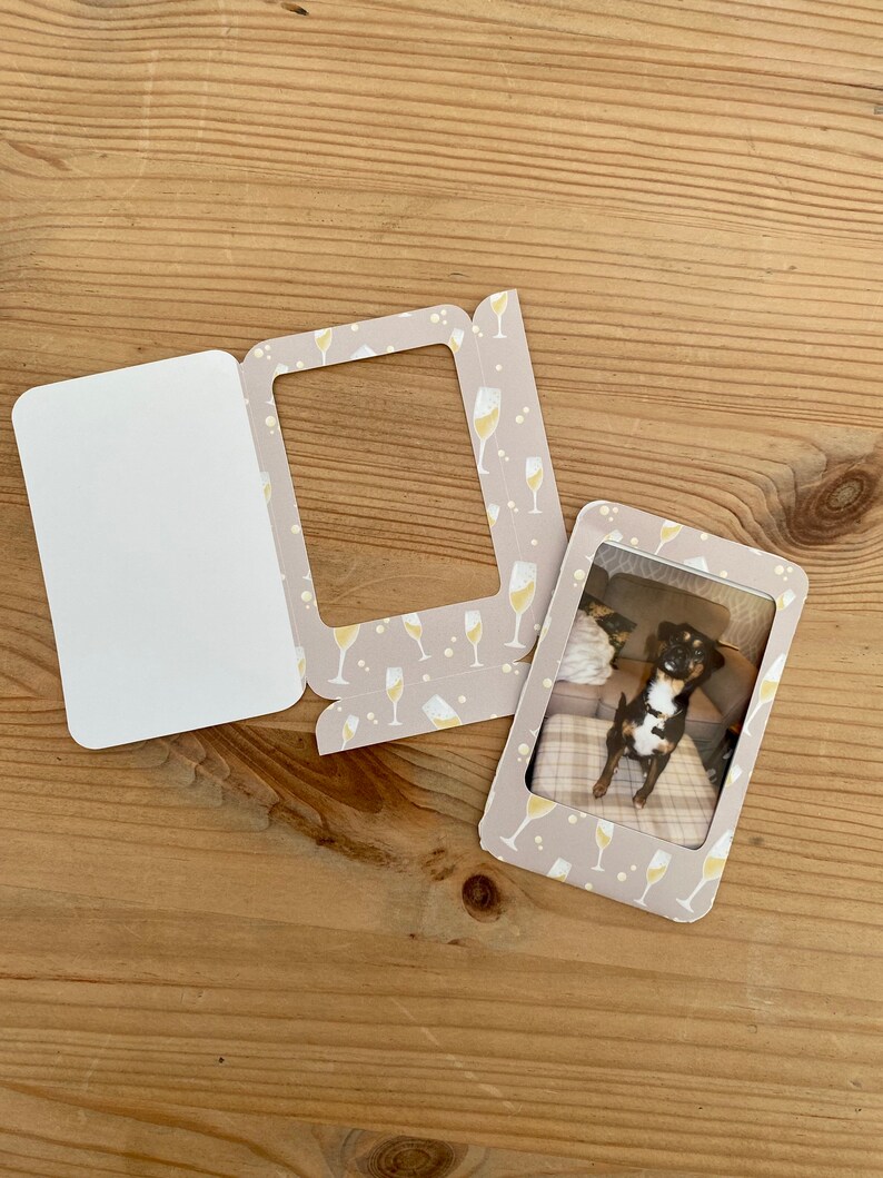 Retro Style Photo Sleeves Frames Party Celebration Champagne 10 Card