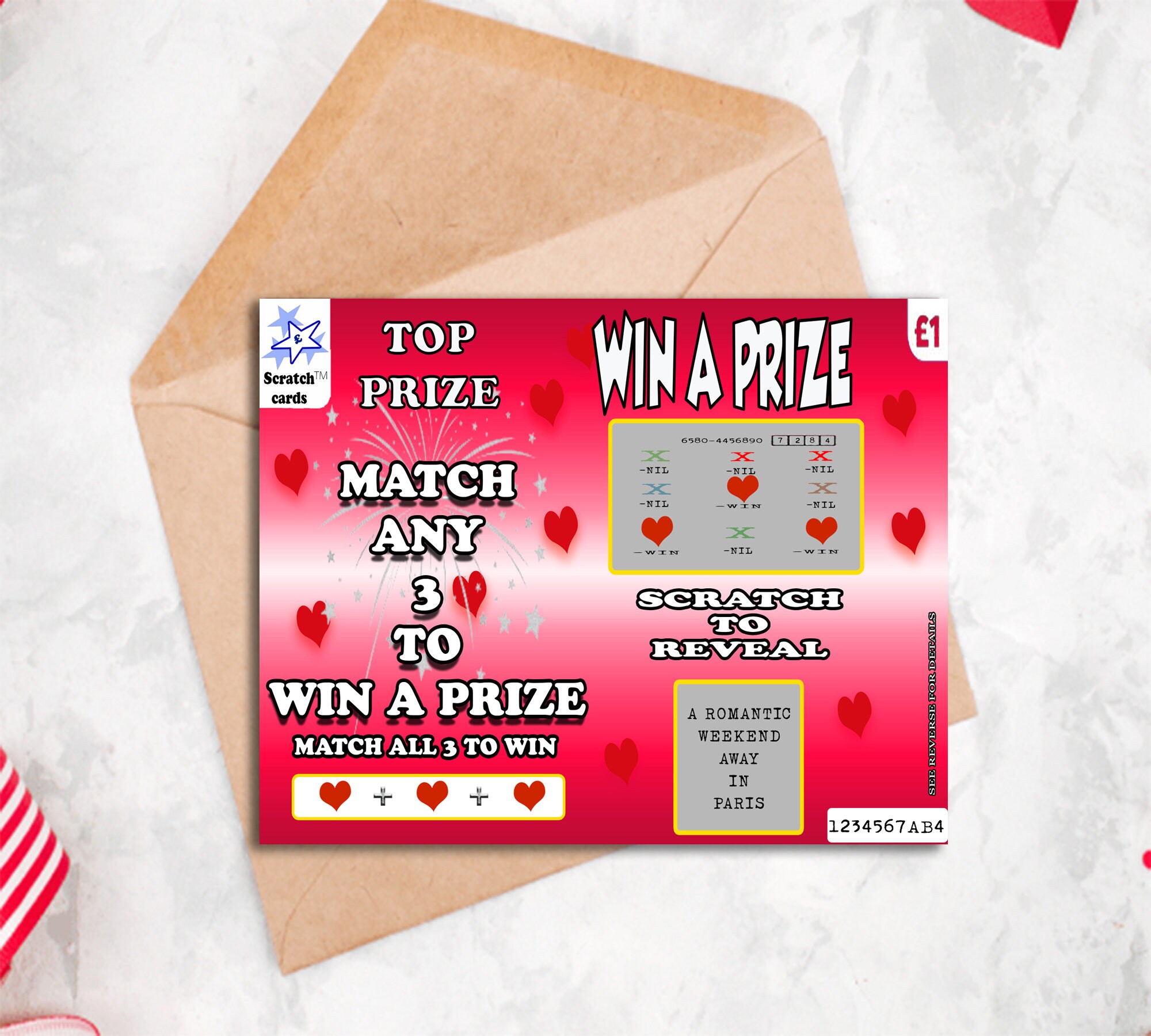 Valentines day personalised scratch card gift for him/her Etsy