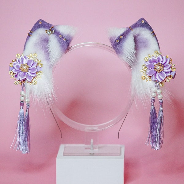 Cat Ears in purple with charms for cosplay