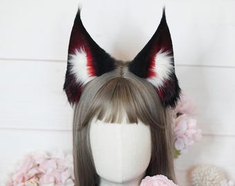 After Hours Spirit Blossom Springs Ahri Cosplay Ears - League of Legends Ahri Cosplay Ears - Black Handmade Fauxfur Fox Ears