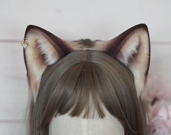 Cat Ears: handmade brown Cosplay costume Kitty ears