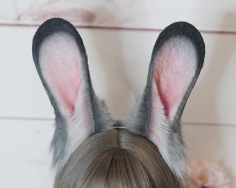 Zootropolis Judy Hopps Cosplay Öron Grå Kaninöron Handgjorda Fuskpäls Kaninöron