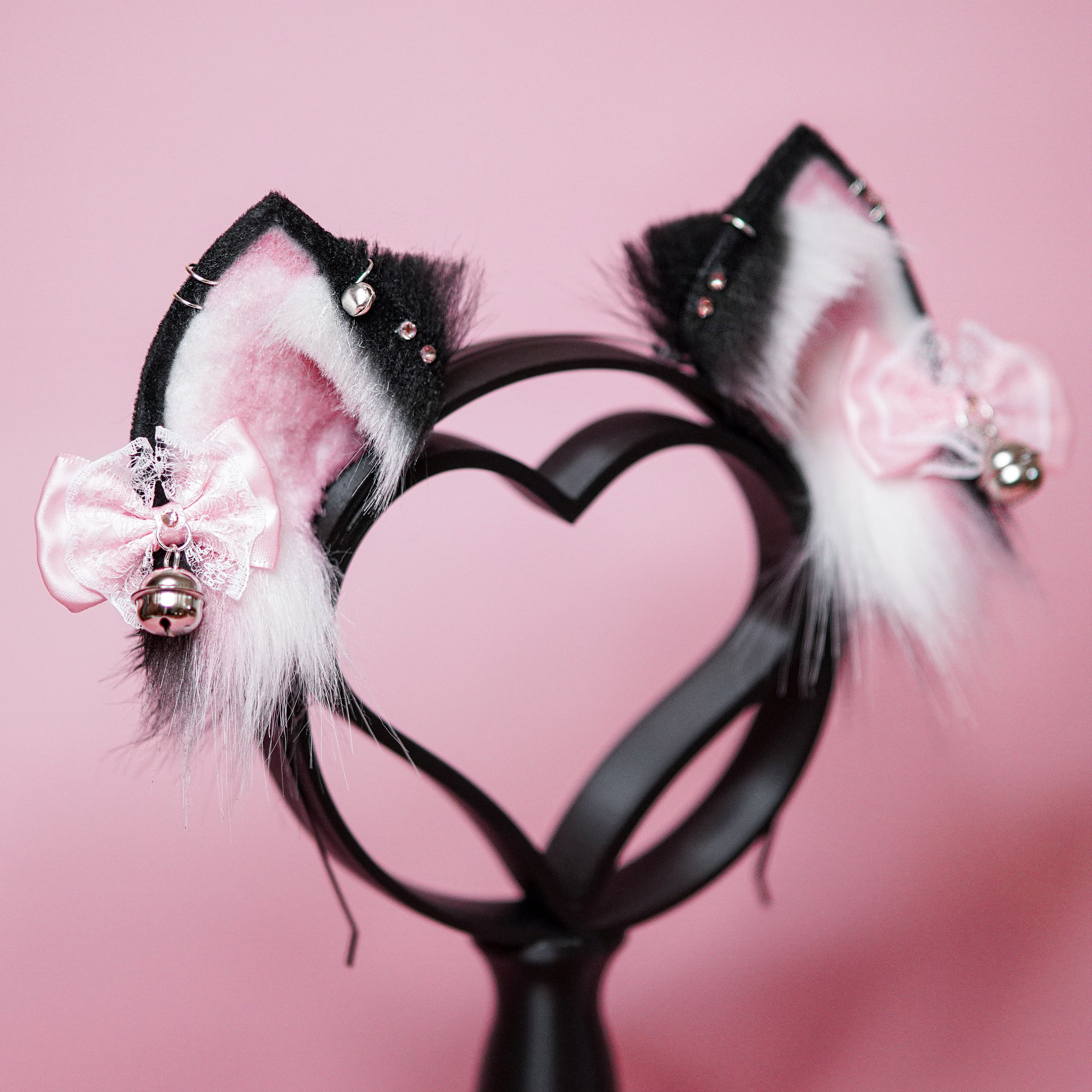 Cat Ears Kitty Ears Faux Fur Ears in Gray or Black With Charms - Etsy