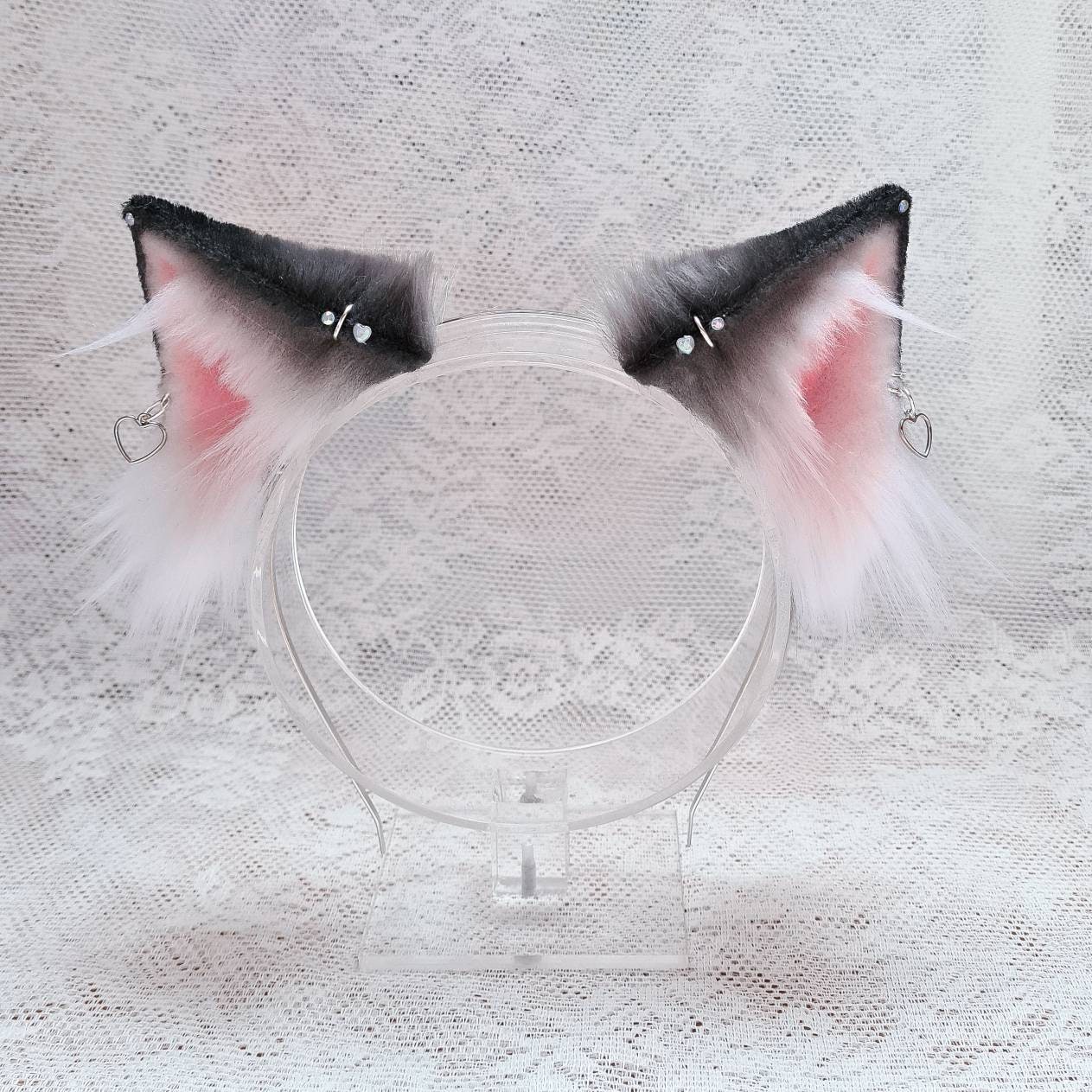Cat ears in gray with charms for cosplay