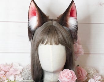 Orelhas de Cosplay da Ahri Lenda Ressurgente - Orelhas de Cosplay da Ahri de League of Legends - Orelhas de Raposa Marrom Feitas à Mão em Pele Sintética