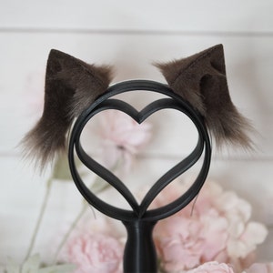 Brown Kawaii Basic Kitty faux fur Cat Ears