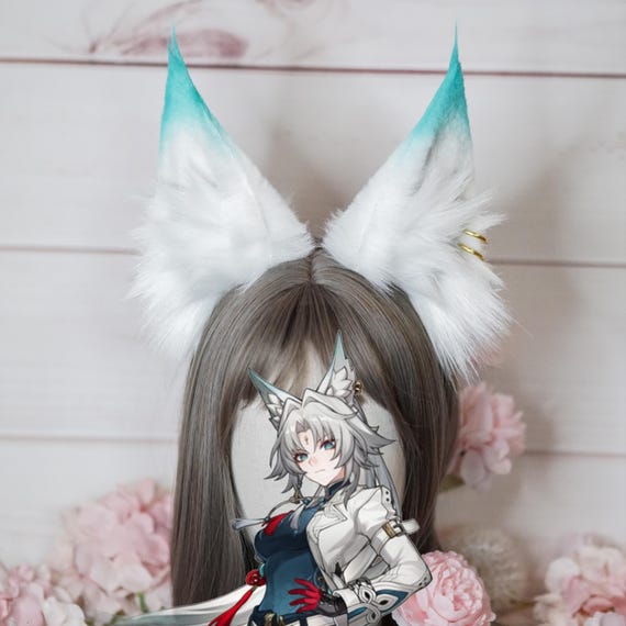 Honkai Star Rail Feixiao Cosplay Ears White Fox Ears Fluffy 