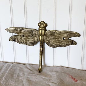 Brass Dragonfly Wall Decor: Farmhouse Key Hook with 3 Hooks