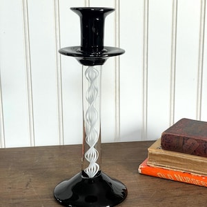 RARE Italian Murano Helix Twist Candlestick Holder, Hand Blown, Vintage 1980s