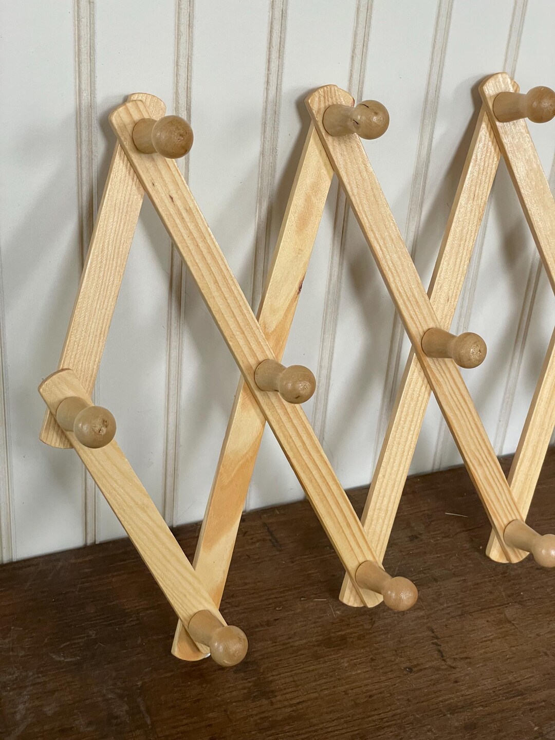 Vintage Expandable Light Wood Accordion Hanging Rack - 13 Peg - Etsy