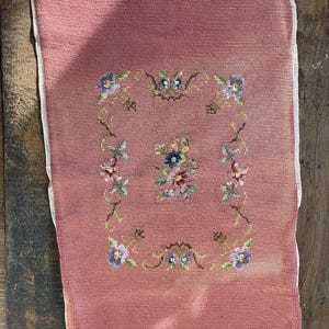 Vintage Victorian-Inspired Floral Chair Seat Cover Canvas Unframed Needlepoint Art Tapestry 14x22&quot;