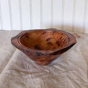 Cherry Burl Wooden Bowl with Live Edge