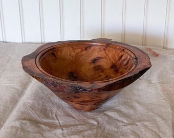 Cherry Burl Wooden Bowl with Live Edge