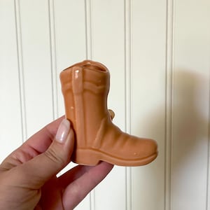 Orange Cowboy Boot Ceramic Matchstick Holder, Boot Match Stick Holder
