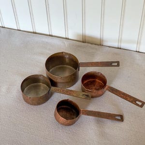 Vintage Copper Measuring Cups, Set of Four