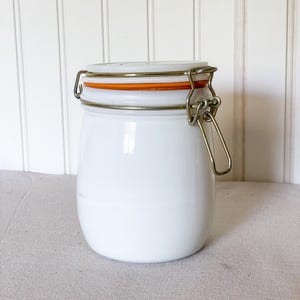 Tarro de leche Wheaton vintage con tapa, recipiente con abrazadera y junta de goma de cierre.