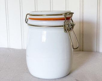 ヴィンテージ ポール・リビア ミルクガラスキャニスター プラスチック