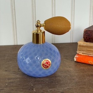 Vintage Murano Italien Blau Glas Zerstäuber Parfüm Flasche