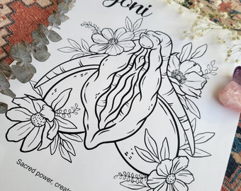 Maternity and birth coloring page Yoni
