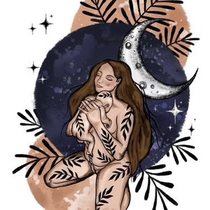 Moon birth, birth illustration, birth illustration, birth art, birth print, birth print image 2