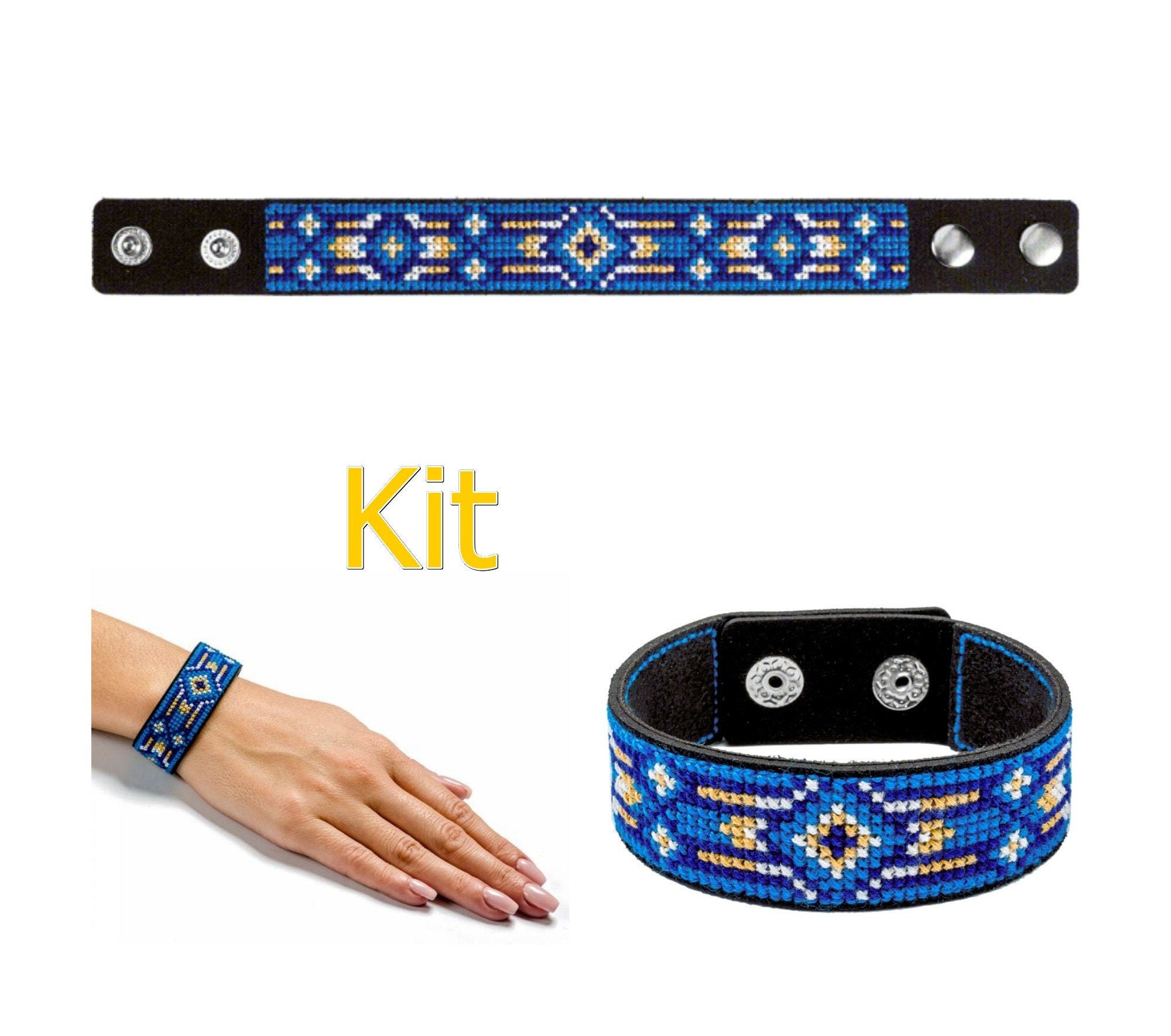 Blue diamond bracelet kit Cross stitch bracelet Creative Etsy