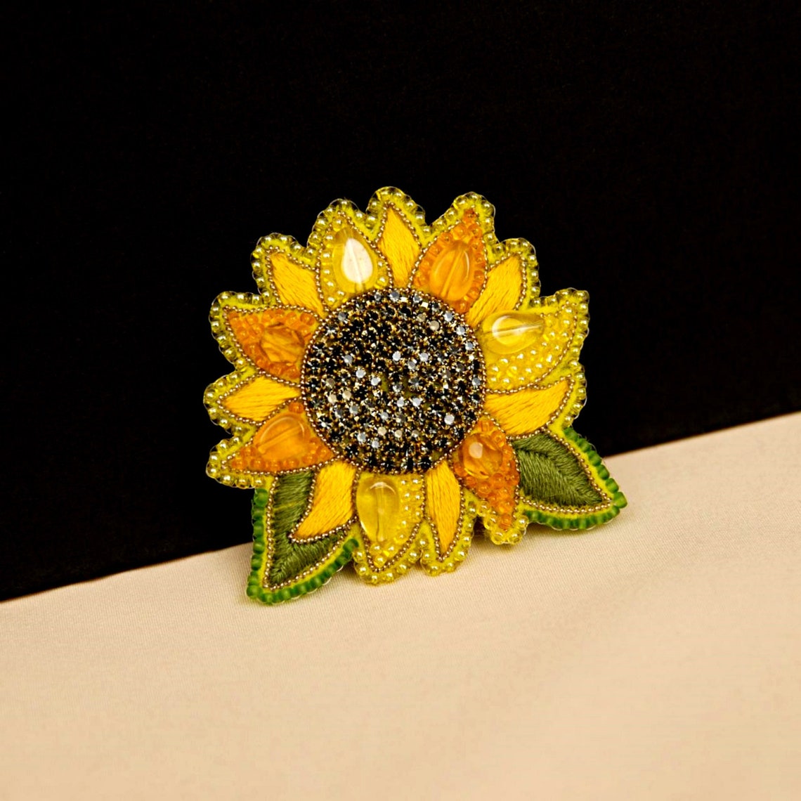 Sunflower brooch kit Creative kit Bead embroidery brooch Etsy