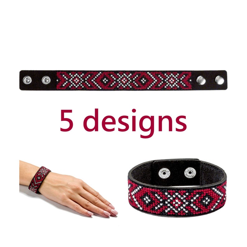 5 designs Bracelet with embroidery kit