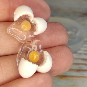 Silicone Mold for 2 Mini Fried Egg Charms Perfect for Polymer Clay, Epoxy, UV Resin, and Jewelry Making Clay Shape Cutter.