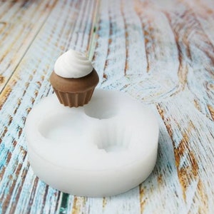 Tiny 3D Cupcake Silicone Mold for Polymer Clay & Resin Jewelry - Food Safe