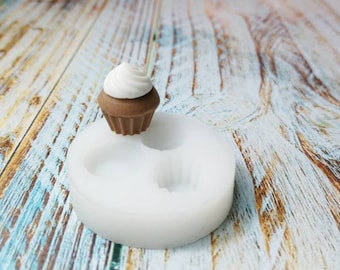 Tiny 3D Cupcake Silicone Mold for Polymer Clay & Resin Jewelry - Food Safe