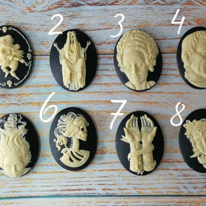 Flexible Silicone Mold for Halloween-Themed Cameo Cabochon. Polymer Clay, Resin, Wax. Gypsum, Chocolate, Food Safe