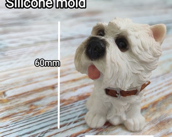 West Highland White Terrier Dog Silicone mold Candle Wax  Polymerclay Resin Epoxy Chocolate Food safe
