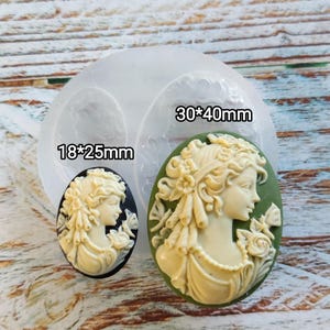 Silikonform Vintage Lady Cameo, Form für Polymer Clay, Harz, Seife, Schokolade, Fondant, Cameo im viktorianischen Stil, DIY Basteln, lebensmittelecht