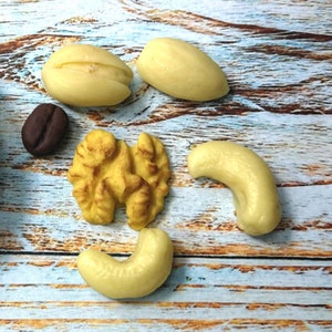 Silicone Realistic Nut Mold – Life Size Almond, Pistachio, Walnut, Cashew Handmade Mold for Resin Polymer Clay Chocolate Fondant – Food Safe