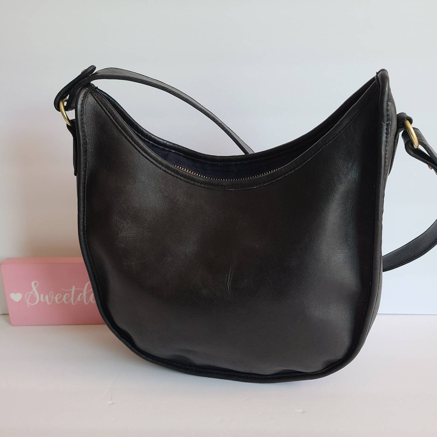 Vintage Coach Black Leather Beckett Shoulder Bag 