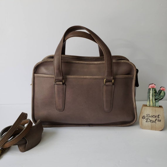 Vintage Coach NYC Gray Slim Flight Satchel - image 3