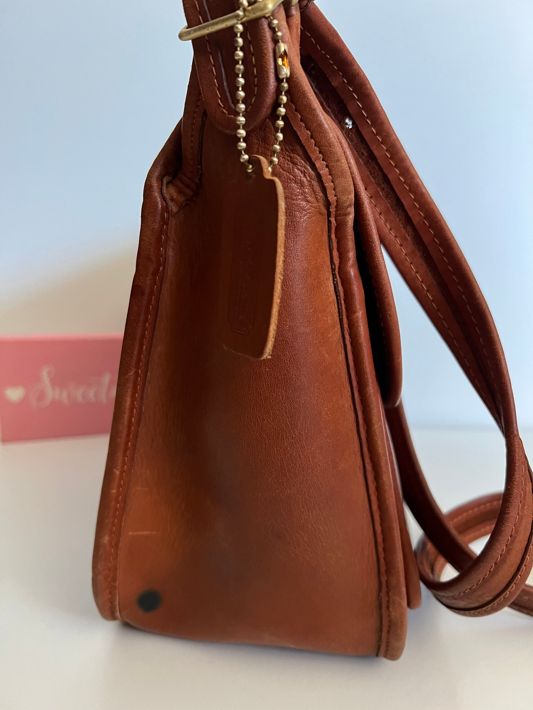 バッグ made in NYC brown leather hand bag Coach Convertible NYC Clutch Bag | Tabac Leather - Etsy