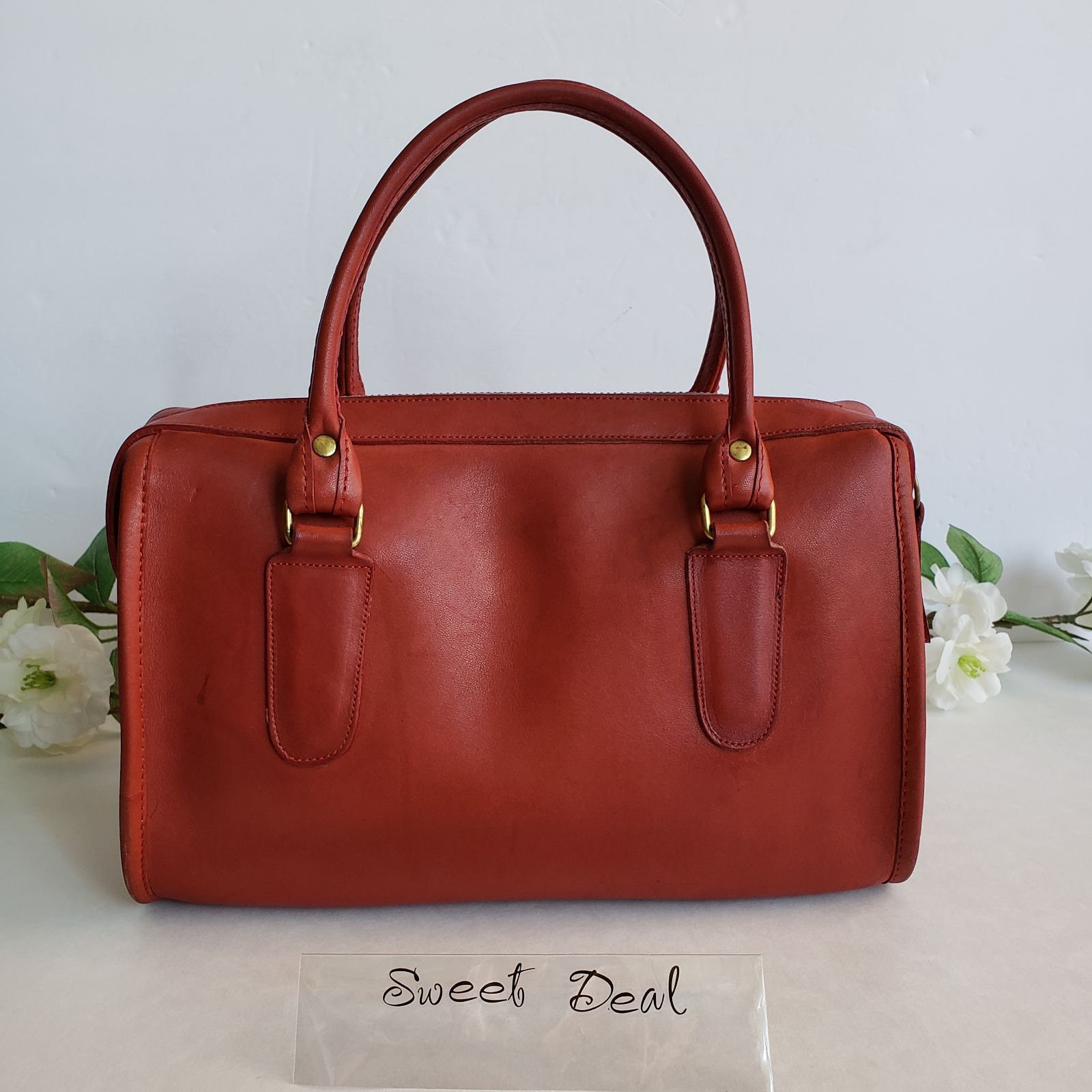 Coach Brick Red Leather Square Bag - Orlando Vintage Clothing and Costume